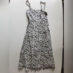 Gap White And Navy Floral Flower Print Midi Dress